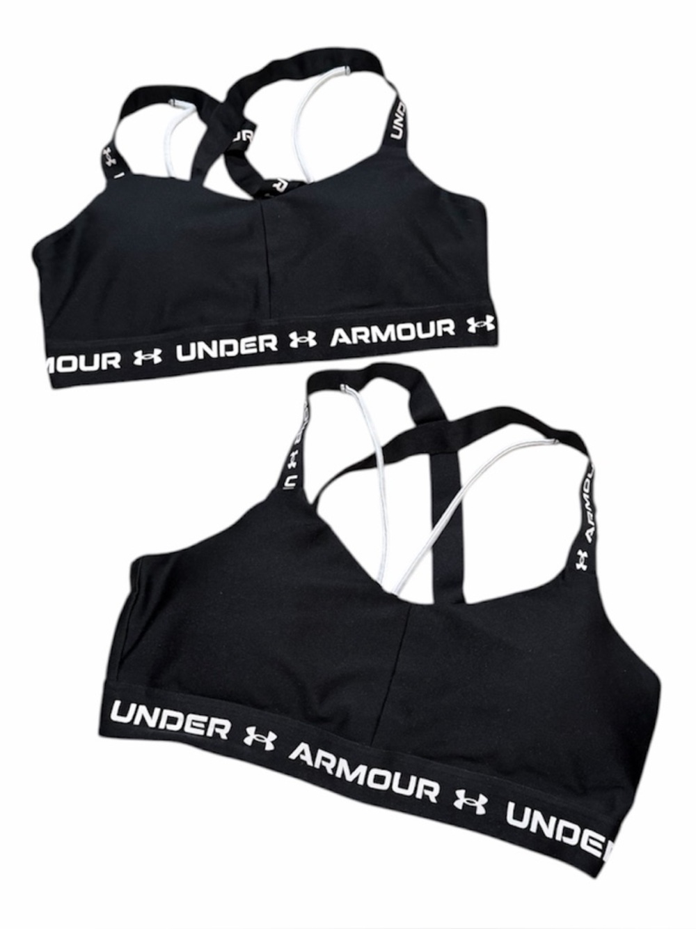 Under Armour Black Strappy Sports Bra with White Logo Band